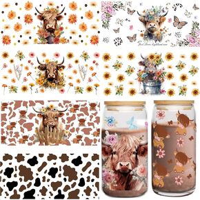 UV DTF Cup Wraps Sticker - 8 Sheets Sunflower UV DTF for 16 OZ Glass, Sunflower, Inspirational Quotes, Butterfly Design Rub on Transfer Sticker, Creative Gifts for Self, Friends, Teacher, Student