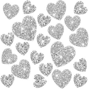 26 Pcs Heart Shape Rhinestone Iron on Patches Appliques Iron On Patches for Clothes, Adhesive Love Glitter Crystal Patches Iron on Heart Patch for Clothing Jeans Shoes Hats Repair Decoration