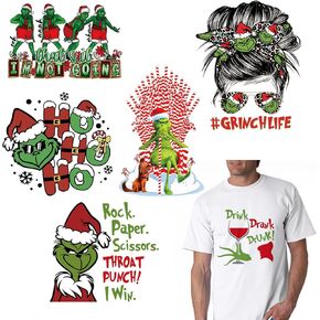 6 Sheets Christmas Iron on Transfer Decals Heat Transfer Stickers Cute Cartoon Christmas Design Christmas Iron on Transfers Stickers Patches for T Shirts Clothes Pillow Hoodie Xmas DIY