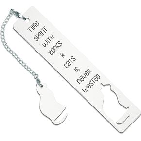 Cat Bookmark, Cute Bookmarks for Women, Book Markers for Women with Quotes, Funny Bookmarks for Book Lovers Cat Owner Gifts, Time Spent with Books & Cats Bookmarks Gifts for Women - SQB02