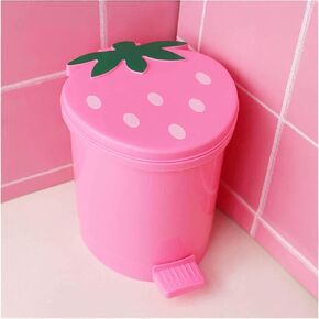 Strawberry Trash Can, 1 Gallon Desk Plastic Cute Trash Can Kawaii Small Srawberry Garbage Can for Bedroom with 5 Rolls Garbage Bag and 20 PCS 3D Cartoon Stickers(Random Style) in Saudi Arabia