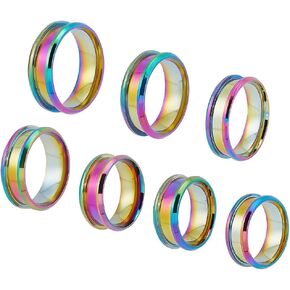 UNICRAFTALE Blank Core Ring Stainless Steel Grooved Ring Round Empty Ring for Inlay Ring Jewelry Wedding Band Making
