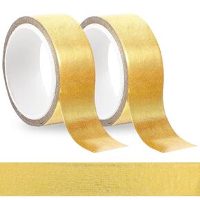 Gold Washi Tape for Wall 2 Rolls 0.59In × 16.4Ft (5m) Mirror Gold Tape Decorative Tape for Crafts, Shiny Metallic Gold Tape for Wall Decor, TV Frame, Gift Wrapping