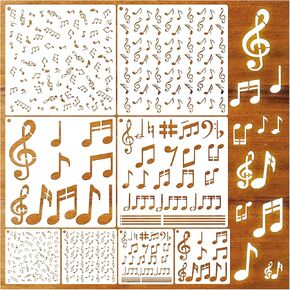 Music Stencils for Painting on Wood, Music Note Stencils for Crafts Reusable Wood Burning Drawing Art Paint Stencils and Patterns for Wall Cake Cookie Canvas Furniture Paper