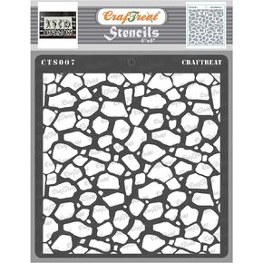 CrafTreat Reusable Stone Stencil for Furniture Painting - Stone Background Stencil - Size: 6X6 Inches - Stone Effect Stencils for Crafts - Stone Pattern Stencil for Painting on Concrete, Canvas