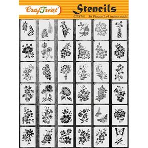 CrafTreat Reusable 36 Pieces Flower Stencils for Painting (3x4), DIY Stencils for Painting on Wood, Floral Stencil, Elegant Flower Drawing Stencils, Paint Stencils for Wall