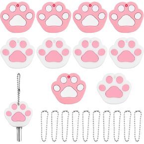 Aswewamt 10 Pcs Cat Paws Key Caps Silicone Key Ring Covers Tags Keychain Case Shell Key Protector Caps Identifier Rings Combination Key Caps Covers Tags Handy Key Ring Holder for Distinguishing Keys