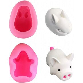 2 Pack Small 3D Rabbit & Pig Soap Molds, Bunny Piggy Farm Animals Silicone Chocolate Candy Molds Mousse Cake Mould Plaster Crayon Melt Cake Topper Decorating Tools