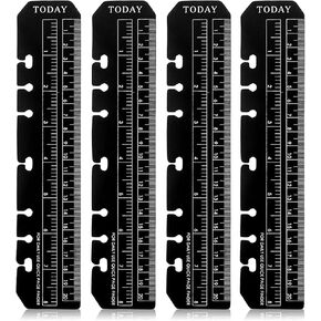 4 Pcs Bookmark Rulers, Black and Clear Plastic Page Marker Divider Pagefinder Measuring Today Ruler for A5 Size 7-Hole Binder Notebook(Black + Clear)