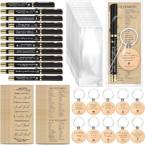 20 Sets Christmas Christian Gift Bulk Bible Verse Pens Inspirational Bookmarks and Wooden Keychains Religious Scripture Gifts for Sunday School Baptism Church(Multicolor,Wood Grain)