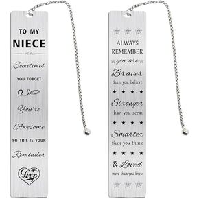 Jzxwan Niece Gifts from Auntie Aunt, Personalized Birthday Graduation Gifts for My Niece, Sometimes You Forget You're Awesome Bookmark for Niece, I Love My Favorite Niece Present