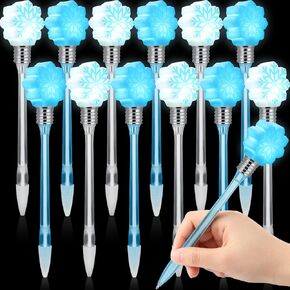 Tatuo Winter Snowflake Pens Christmas LED Flashing Pens Black Ink 1.0 mm Ballpoint Pen Snowflake Party Favors School Prizes Office Writing Supplies for Xmas Winter New Year Holiday (24 Pcs)