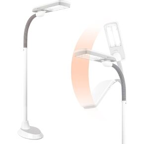 OttLite Standing Floor Lamp with Adjustable Neck, Pivoting Shade Multiuse Lamp - 36w Compact Fluorescent Lamp for Bright Natural Daylight - Modern Home Decor, for Living Room, Reading, Dorm & Office