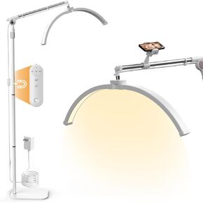 Janolia Floor lamp, Lash Light for Eyelash Tech, LED Half Moon Light Lash Lamp, Esthetician Light for Lash Tech, Tattoo, Beauty - Adjustable Brightness, Phone Holder, 360°Rotating