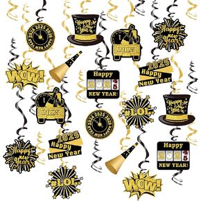 48 Pieces 2025 New Year Hanging Swirl Decorations 2025 Hanging Swirl Set for Birthday Party Supplies for Home