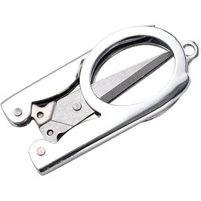 Silver Stainless Steel Folding Scissors Portable Mini Pocket Travel Scissors Embroidery Scissors Office School Supplies Craft Scissors For Student Cutting Tools(ZS598)