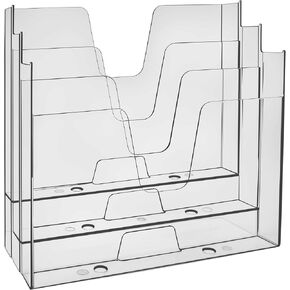 Acrimet 3 Tier Hanging File Folder Holder Organizer, Stepped Space Saving Design for Desktop and Work Space, Letter Size Holder for Folders and Documents 12" x 4.5" x 12.5" (Clear Crystal Color)