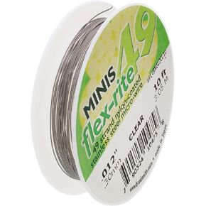 The Beadsmith Flex-Rite 49 Strand Nylon Coated, Stainless-Steel Beading Wire, Jewelry Making Supply (.012 Dia, Clear - 10 Ft)