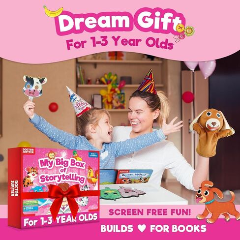 Doctor Jupiter Storytelling Set for Girls | Gift for 1-3 Year Old Girls | Includes 3 Board Books & 10 Animal Masks |Great for Christmas or Birthdays|Learning & Educational Toy for Ages 1-2-3 in Saudi Arabia