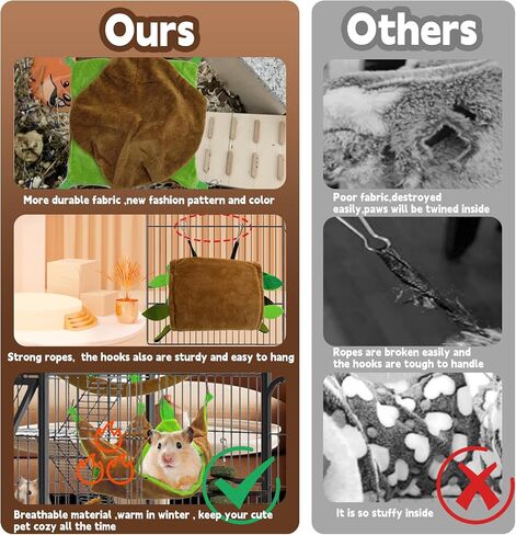 Hamiledyi 6 PCS Hamster Hammock Small Animals Hanging Warm Bed House Organic Natural Apple Wood Chewing Stick Rat Cage Nest Accessories Toy Hanging Tunnel and Swing for Sugar Glider Squirrel in Saudi Arabia