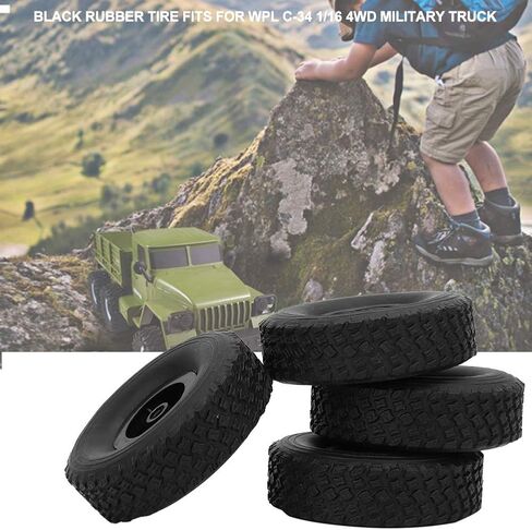 إطار مطاطي، إطار عجلة Rc، مضاد للتآكل متين صديق للبيئة لشاحنة عسكرية Wpl C-34 1/16 4Wd in Kuwait