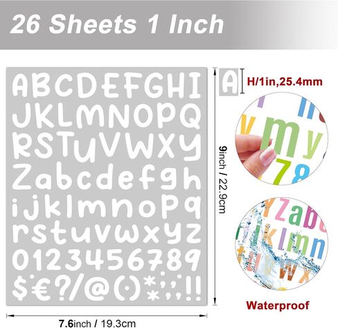 26-Sheet 1 Inch Vinyl Letter Stickers Small 2106 PCS, Waterproof Stick On Alphabet Stickers 1", Numbers & Letters for Water Bottle, Mailbox, Scrapbook, Wall, Address Numbers, DIY (White) in Kuwait