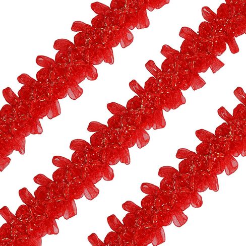 10Yards 28mm/1.1 inch Red Gimp Braid Trim Wide Fabric Decorative Lace Webbing for All Kinds of Sewn Garments, Curtains, Sewing and DIY Crafts Lamps Furniture Decoration (Red-28mm in Saudi Arabia
