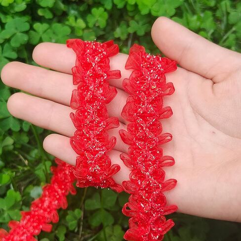 10Yards 28mm/1.1 inch Red Gimp Braid Trim Wide Fabric Decorative Lace Webbing for All Kinds of Sewn Garments, Curtains, Sewing and DIY Crafts Lamps Furniture Decoration (Red-28mm in Saudi Arabia