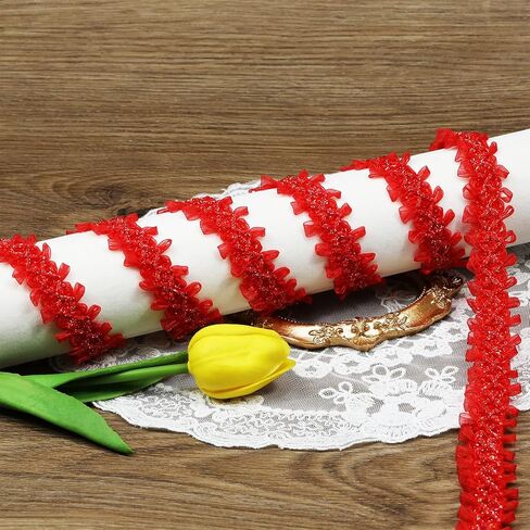 10Yards 28mm/1.1 inch Red Gimp Braid Trim Wide Fabric Decorative Lace Webbing for All Kinds of Sewn Garments, Curtains, Sewing and DIY Crafts Lamps Furniture Decoration (Red-28mm in Saudi Arabia