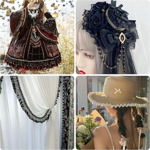 10 ياردات 28 مم/1.1 بوصة شريط دانتيل زخرفي واسع من القماش باللون الأحمر لجميع أنواع الملابس المخيطة والستائر والخياطة ومصابيح الحرف اليدوية لتزيين الأثاث (أحمر-28 مم) in Kuwait