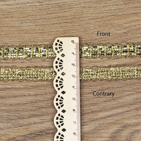10Yards 15mm/0.59inch Wide Golden Fabric Decorative Lace Webbing for All Kinds of Sewn Garments, Curtains, Sewing and DIY Crafts Lamps Furniture Decoration Gimp Braid Trim (Golden -15mm) in Kuwait