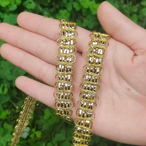 10Yards 15mm/0.59inch Wide Golden Fabric Decorative Lace Webbing for All Kinds of Sewn Garments, Curtains, Sewing and DIY Crafts Lamps Furniture Decoration Gimp Braid Trim (Golden -15mm) in Kuwait