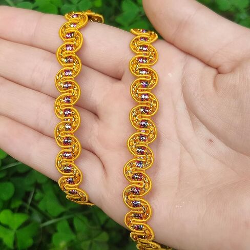 10Yards 15mm/0.59inch Wide Golden Fabric Decorative Lace Webbing for All Kinds of Sewn Garments, Curtains, Sewing and DIY Crafts Lamps Furniture Decoration Gimp Braid Trim (Golden -15mm) in Kuwait