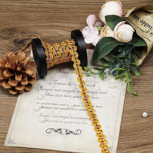 10Yards 15mm/0.59inch Wide Golden Fabric Decorative Lace Webbing for All Kinds of Sewn Garments, Curtains, Sewing and DIY Crafts Lamps Furniture Decoration Gimp Braid Trim (Golden -15mm) in Kuwait