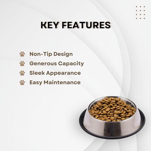 Stainless Steel Dog Bowl for Food & Water - Non Slip 32 Oz Pet Feeder - Feeding Dish Bowls with Removable Rubber Ring - Small, Medium, Large Breed Dogs and Multi Purpose Pets in Saudi Arabia