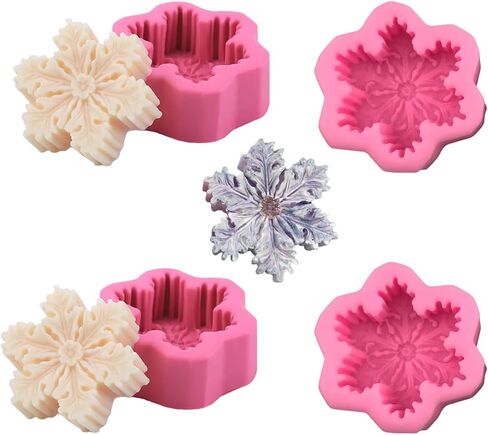 Christmas Silicone Snowflake Mold Candle Soap, DIY Aromatherapy Plaster Candle Decorating Mold Candy Chocolate Making Tools (1) in Saudi Arabia
