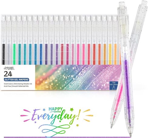 Glitter Gel Pens, 18 Colors Metallic Vibrant Sparkle Gel Pens for Coloring Journaling Drawing Doodling Colored Pen Colored Gel Pens for Kids Adult Fun Pens 0.8-1mm in Kuwait