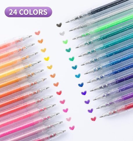 Glitter Gel Pens, 18 Colors Metallic Vibrant Sparkle Gel Pens for Coloring Journaling Drawing Doodling Colored Pen Colored Gel Pens for Kids Adult Fun Pens 0.8-1mm in Kuwait