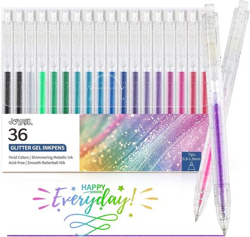 Glitter Gel Pens, 18 Colors Metallic Vibrant Sparkle Gel Pens for Coloring Journaling Drawing Doodling Colored Pen Colored Gel Pens for Kids Adult Fun Pens 0.8-1mm in Kuwait