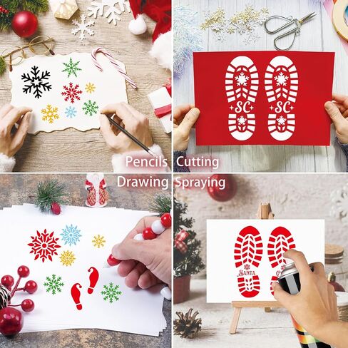 Christmas Stencils for Painting on Wood Reusable Large Nativity Scene Snowflake Stencil Christmas Pine Tree Templates for Wood Sign Home Crafts Window Glass Canvas (Pine Tree) in Saudi Arabia
