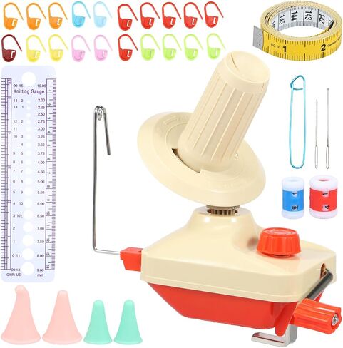 Yarn Ball Winder Set Portable Hand Operated Reusable Low Noise Wool Winder with Positioning Buckle Scissors Manual Wool String Winder Lightweight Wool Winder for Wool Yarn Craft in Saudi Arabia