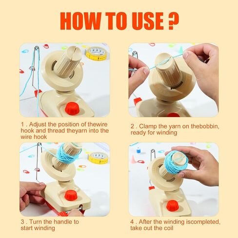Yarn Ball Winder Set Portable Hand Operated Reusable Low Noise Wool Winder with Positioning Buckle Scissors Manual Wool String Winder Lightweight Wool Winder for Wool Yarn Craft in Saudi Arabia