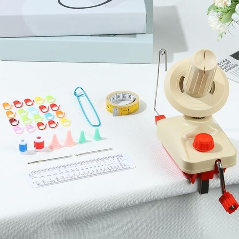 Yarn Ball Winder Set Portable Hand Operated Reusable Low Noise Wool Winder with Positioning Buckle Scissors Manual Wool String Winder Lightweight Wool Winder for Wool Yarn Craft in Saudi Arabia