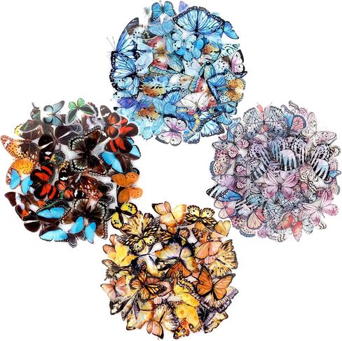 Small Butterflies Sticker Set(240 Pieces) Cute Colorful Butterfly Stickers for Scrapbooking, PET Transparent Decorative Decals for Bullet Journal, Planner, Stationery, Craft Projects in Saudi Arabia