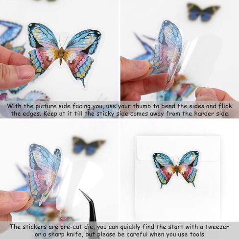 Small Butterflies Sticker Set(240 Pieces) Cute Colorful Butterfly Stickers for Scrapbooking, PET Transparent Decorative Decals for Bullet Journal, Planner, Stationery, Craft Projects in Saudi Arabia