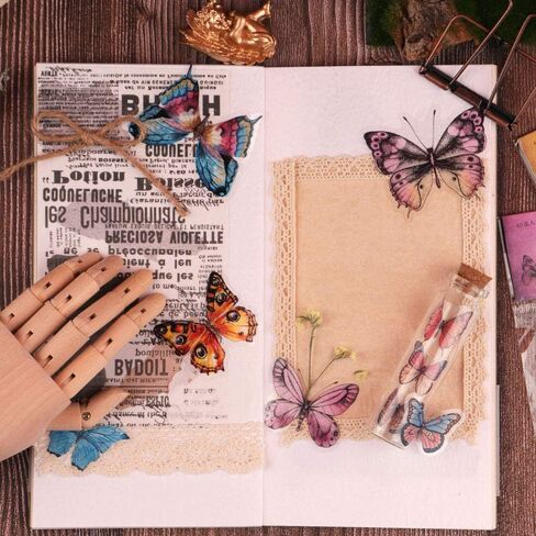 Small Butterflies Sticker Set(240 Pieces) Cute Colorful Butterfly Stickers for Scrapbooking, PET Transparent Decorative Decals for Bullet Journal, Planner, Stationery, Craft Projects in Saudi Arabia