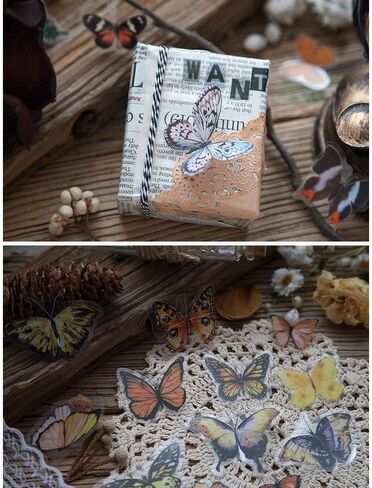 Small Butterflies Sticker Set(240 Pieces) Cute Colorful Butterfly Stickers for Scrapbooking, PET Transparent Decorative Decals for Bullet Journal, Planner, Stationery, Craft Projects in Saudi Arabia