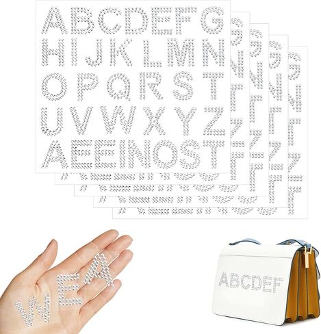 204 Pieces Rhinestone Letters Stickers,6 Sheets White Glitter Letter Stickers,Glitter Self Adhesive Rhinestone Iron on Letters,Cap Decorations for Graduation,Homecoming Mum Supplies in Saudi Arabia