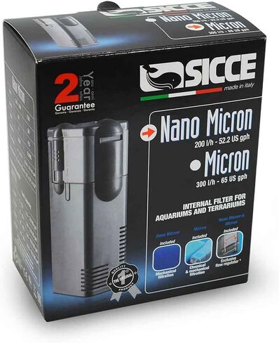 SICCE Nano Micron Small Internal Aquarium Filter 53 GPH Submersible | in-Tank Freshwater Saltwater Turtle Aquariums Application with Removable Filter Cartridges | Filter Media Included in Kuwait