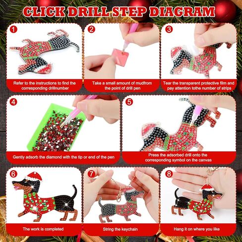 20 جهاز كمبيوتر شخصى عيد الميلاد الكلب الألماني اللوحة سلسلة المفاتيح مجموعات مزدوجة من جانب الكلب الألماني سلاسل المفاتيح 5D الماس الفن المعلقات لطيف الكلب شنقا الماس الفن لعيد ميلاد حزب ديكور DIY الحلي in Kuwait